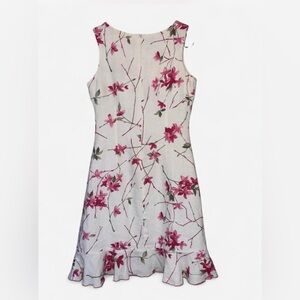 Armand Thierry French Cherry Blossom White Linen Dress